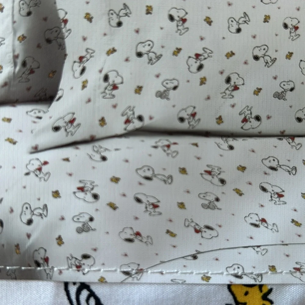 Snoopy Queen Sheet Set Valentines Day Pink Red Hearts New Love